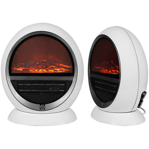 Rootz Fireplace - Mobile Heater - Swivel Function - LED Flame Effect