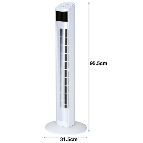 Rootz Tower Fan - Fan - Incl. Remote Control - Whiteh Display And Turbo Function - Fans - 32 x 96 x 32 cm