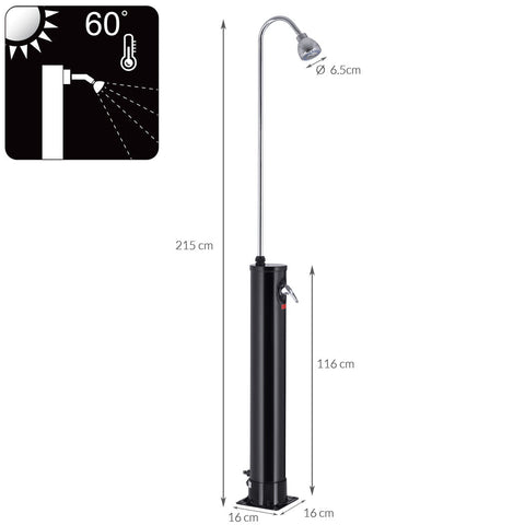 Rootz Solar Shower - Swivel Shower Head - Shower - Single Lever Hand Mixer - Black - 18L