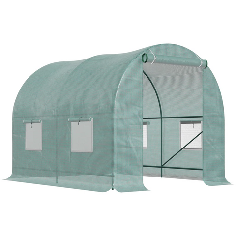 Rootz Arched Roof - Foil Greenhouse - Tomato Greenhouse - Foil Tunnel Cold Frame With Window - Green - 245 X 200 X 198 Cm
