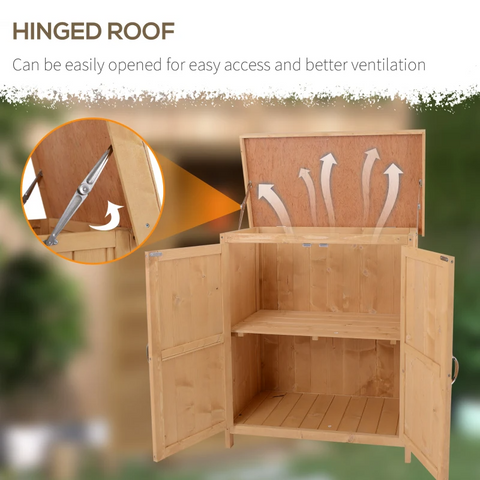 Rootz Garden Storage - Tool Cabinet - Tool Shed - 2 Compartments -  Fir Wood - Natural - 74 x 43 x 88cm