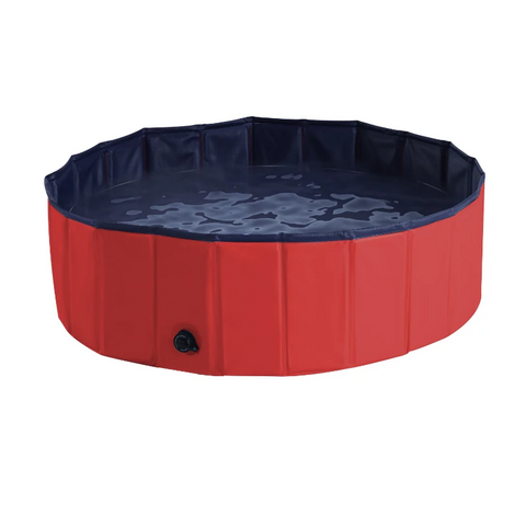 Rootz Dog Pool - Paddling Pool - Swimming Pool - Pet Swimming Pool - Dog Bath - PVC+Wood - Red