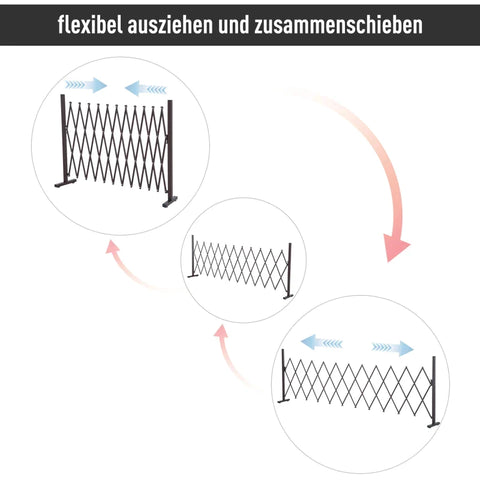 Rootz Scissor Gate - Barrier Scissor - Barrier Extendable - Fence - Expanding Trellis Fence - Brown - L300 x W31 x H103.5 cm