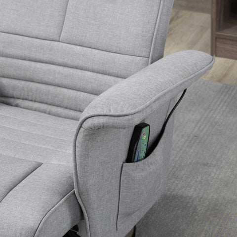 Rootz Massage Chair With Ottoman - 8 Vibration Heads - Tilt Function - Light Gray - 78L x 90W x 93H cm