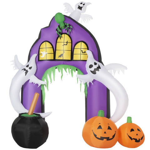 Rootz Ghost Arch - Inflatable Archway - Halloween Decoration With Fan - Tension Rope - Sandbag - Violet - 2.40 x 1.30 x 2.80 m