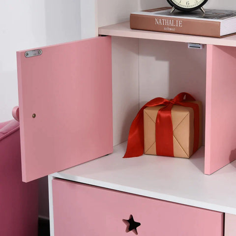 Rootz Children's Shelf - House-designed Bookshelf - Standing Shelf - Decorative Shelf With 4 Compartments - Pink - 80 x 34 x 130 cm