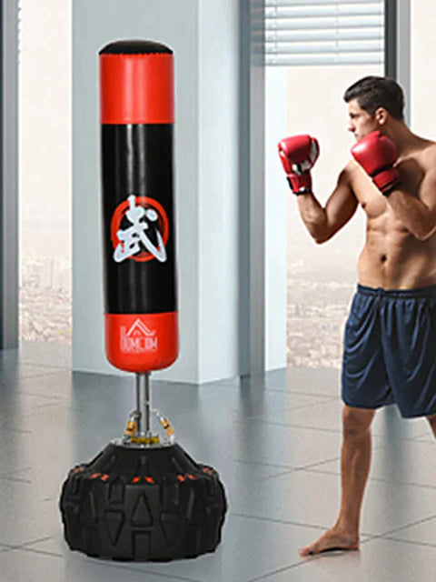 Rootz Punching Bag - Boxing Training - Boxing Stand - Punch Stand - Boxing Assistant - Black/Red - 60x60x180 cm