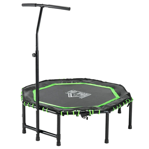Rootz Trampoline - Fitness Trampoline - UV And Water Resistant - Indoor - Outdoor - Steel - PP Plastic - Green + Black - 122 x 122 x 122-138 cm