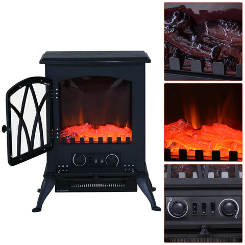 Rootz Electric Fireplace - Electric Wall Fireplace - Electric Fireplace Heater - Modern Electric Fireplace - Electric Fireplace Insert - In-Wall Electric Fireplace - Black - 45 x 28,5 x 54cm