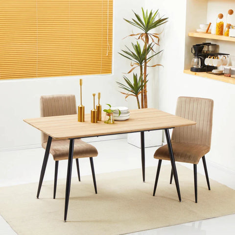 Rootz Scandi Design Dining Table - Kitchen Table - For 4 People - Wood Look -  Natural + Black - 140 cm x 80 cm x 76 cm
