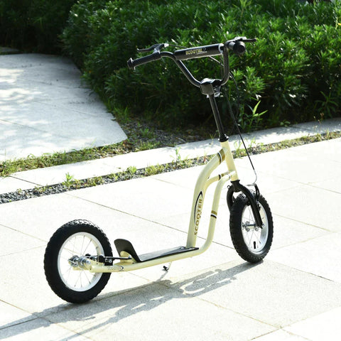 Rootz Scooter - Children's Scooter - Kick Scooter - City Scooter - Kickboard With Pneumatic Tires - Aluminum - Beige