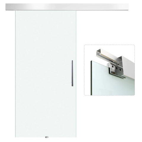 Rootz Glass Sliding Door - Sliding Door - Room Door With Handle Bar - Satin Finish Sliding Door - Interior Sliding Door - Fully Satin Finish - 102.5 x 205 cm