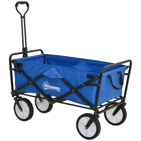 Rootz Handcart - Foldable Handcart - 360° Garden Cart - Transport Cart - Beach Cart - Steel Frame - Oxford - Dark Blue - 93 x 49 x 75-100 cm