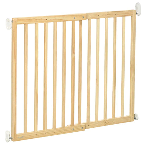 Rootz Door Gate - Pet Gate - One Hand Operated - With Press Holders - Natural - 102cm x 2cm x 73cm