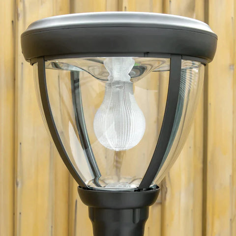 Rootz Garden Lantern - Solar Outdoor Light - Vintage Style Solar Outdoor Pole Light - Outdoor Pole Light - Aluminum/Tempered Glass - Black - 26 x 26 x 224 cm