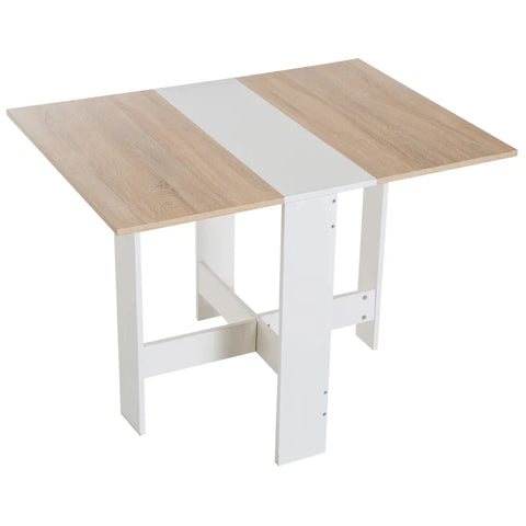 Rootz Folding Table - Dining Table - Desk - Computer Desk - Writing Table - Side Table - Oak + White - 103 x 76 x 73.5 cm