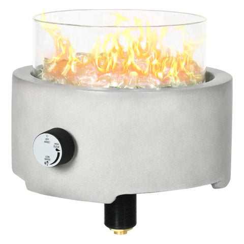 Rootz Table Fire Pit - Portable Gas Fire Bowl - Gas Fire Bowl - Fire Pit - With Lava Stones Fire - Light Gray