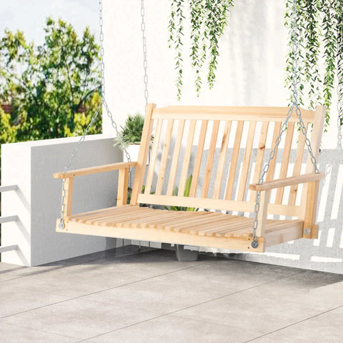 Rootz Garden Swing - Rocking Chair - Garden Swing For 2 People - Fir Wood - Steel - Natural - 117 cm 69 cm x 60 cm