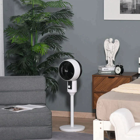 Rootz Circulation Fan - Pedestal Fan - 3 Speed Levels - Air Circulator Fan - Circulating Air Fan - Adjustable - ABS/ PP Plastic/Steel - Black/White
