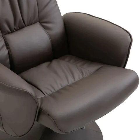 Rootz Relaxation Chair With Footstool - Reclining Function -  Massage Chair - Tv Chair With Massage Function - Reclining Chair - Ergonomic Chair With 10 Vibration Points - Imitation Leather - Brown - 76 x 81 x 105 cm