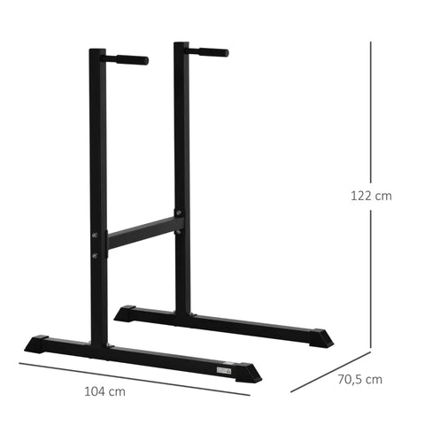 Rootz Dip Station - Dip Stand - Abdominal Trainer - Black - 104 x 70.5 x 122 cm