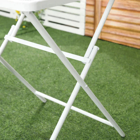 Rootz Bistro Set - Garden Seating Group Set - Garden Seating Set - Garden Bistro Set - 1 Table 2 Foldable Chairs - White