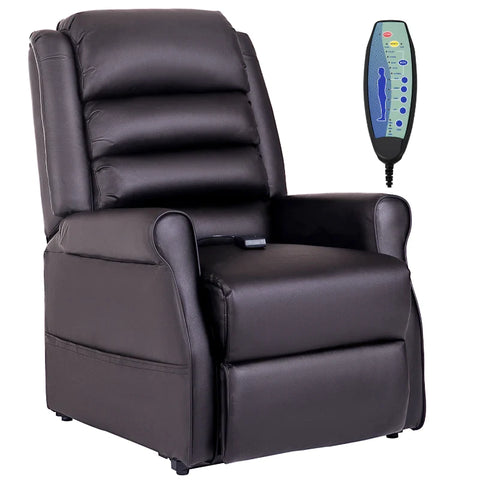 Rootz Massage Chair - Soft Padded Seat - Stand-up Aid - 8 Vibration Points - Heating Function - Footrest - Faux Leather - Black - 82L x 96W x 107H cm