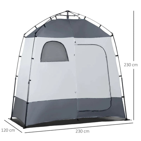 Rootz Shower Tent With Carry Bag - 2 Person - Zipper Door - 2 Windows - Pop-up Tent - Fiberglass - Grey - 230 x 120 x 230 cm