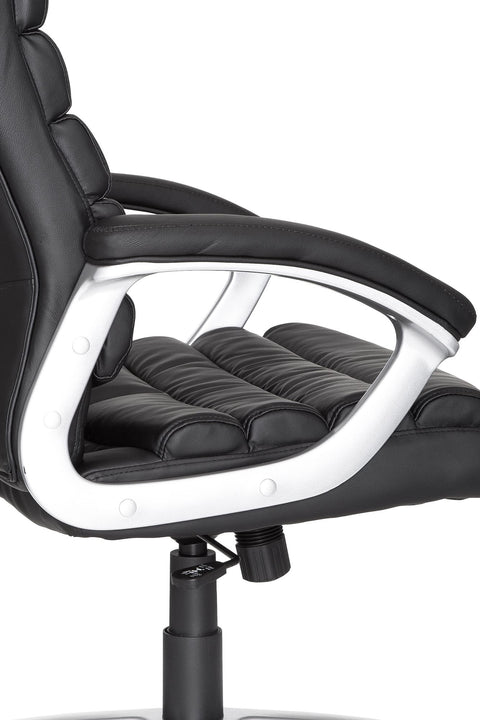 Rootz Office Chair - Black Synthetic Leather - Ergonomic with Headrest - Design Executive Chair - Desk Chair with Rocker Function - Swivel Chair - High Backrest (X-XL, 120kg)