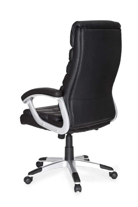 Rootz Office Chair - Black Synthetic Leather - Ergonomic with Headrest - Design Executive Chair - Desk Chair with Rocker Function - Swivel Chair - High Backrest (X-XL, 120kg)