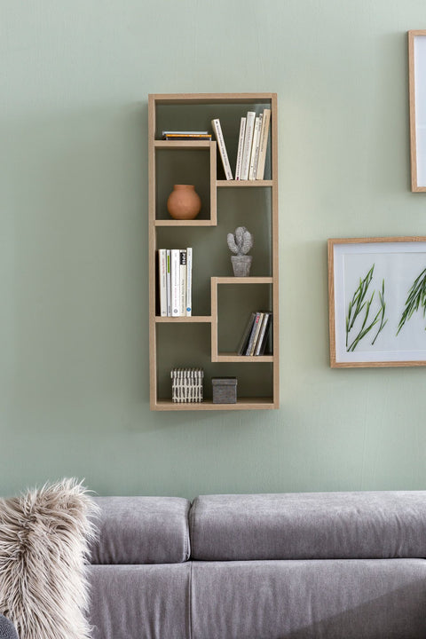 Rootz Wall Shelf - Sonoma - Modern Design Hanging Shelf - Floating Wooden Wall Shelf - Narrow Bookshelf - High Decorative Floating Shelf - 36x90x13.5cm
