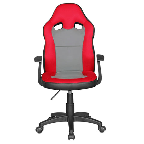 Rootz Children's Desk Chair - Red & Gray - Backrest - Hard Floor Casters - Youth Chair (Ages 8+)