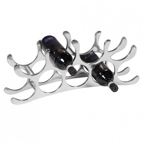 Rootz Wine Rack - Aluminum - Silver - 9-Bottle Holder, Modern Design - Stylish Wine Accessories - Narrow Kitchen Shelf - Standing Bottle Rack