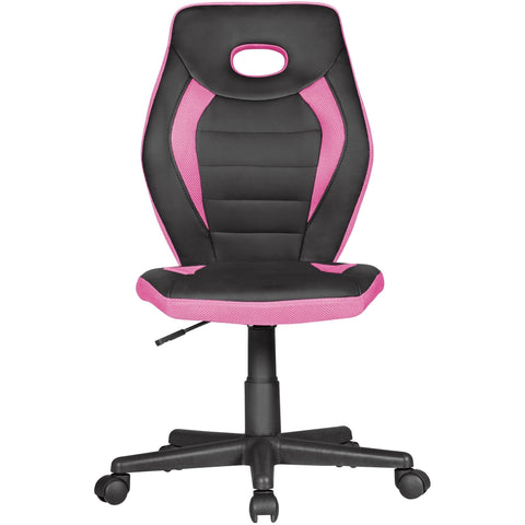 Rootz Child Swivel Chair - Black & Pink - For Ages 6+ with Backrest - Ergonomic Swivel Chair - Height Adjustable Youth Office Chair - Armless Children's Desk Chair