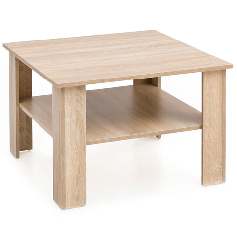 Rootz Coffee Table - Sonoma Oak - Design Wooden Table with Shelf - Lounge Table with Storage - Living Room Coffee Table - 60x42x60cm