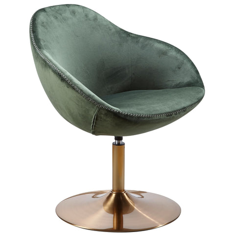 Rootz Lounge Chair - Design Swivel Club Chair with Armrests - Lounge Swivel Chair - Cocktail Chair - Visitor Armchair with Upholstered Fabric Cover - Velvet Green-Gold - 70x79x70 cm