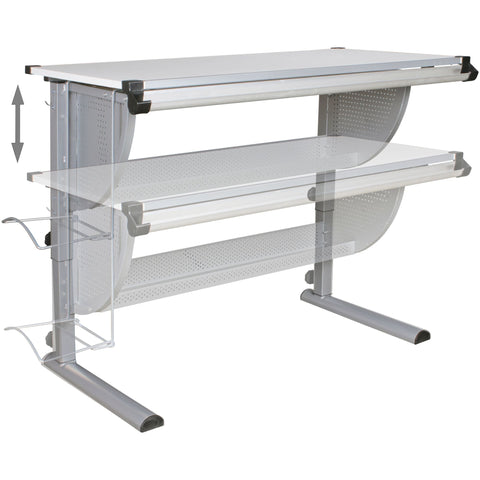 Rootz Wood Desk - Gray-White - Design Children's Tilt-Adjustable Student Desk - Height Adjustable Children's Desk