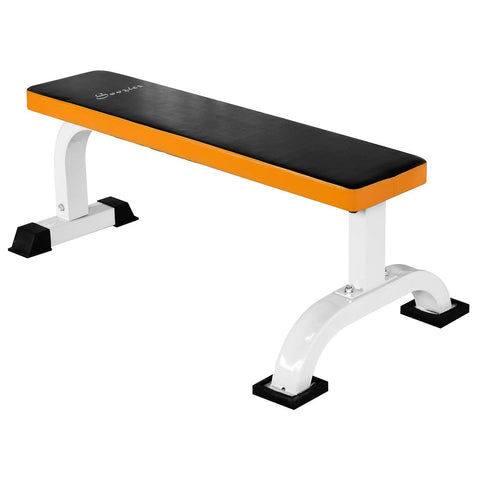 Rootz Weight Bench - Flat Bench - Fitness Bench - Workout Bench - Home - Gym - Black/Orange - L112x W62 x H43 cm