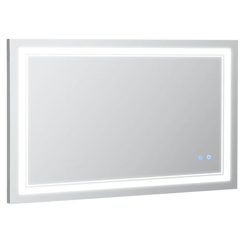 Rootz Bathroom Mirror With Led Lighting - Memory Function - Touch Switch - Splash-proof - Aluminum Alloy - Silver - 100L x 60W x 3.2H cm