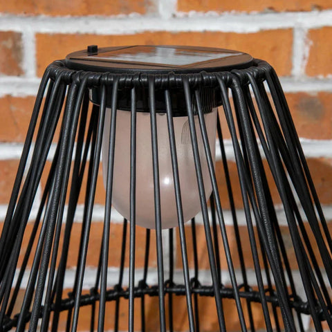 Rootz Outdoor Light - Garden Lamp - Solar Powered - 8h Burn Time - Automatic Switch-on - Rattan Look - Black - 34 x 34 x 56 cm