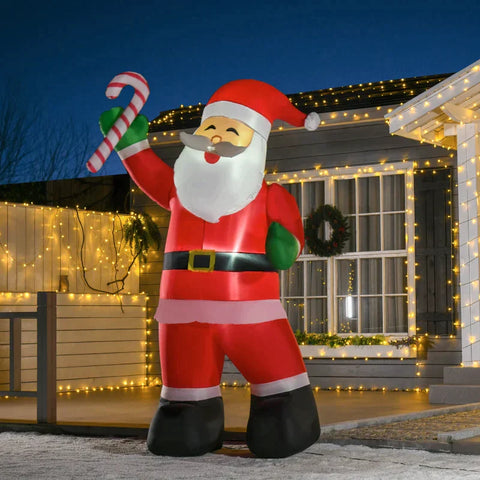 Rootz Inflatable Santa Claus - Santa Claus With Led Lighting - Christmas Decoration - Tethers - Ground Spikes - Sandbags - 140cm x 85cm x 250cm