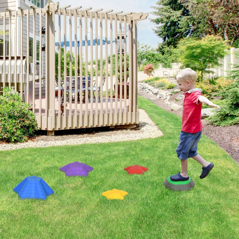 Rootz Stepping Stones Set For Children - Aged 3 And Over - 5 Stones - Non-slip - Up To 80 Kg - Starfish Design - Play For Indoors - Outdoors - Multicolour