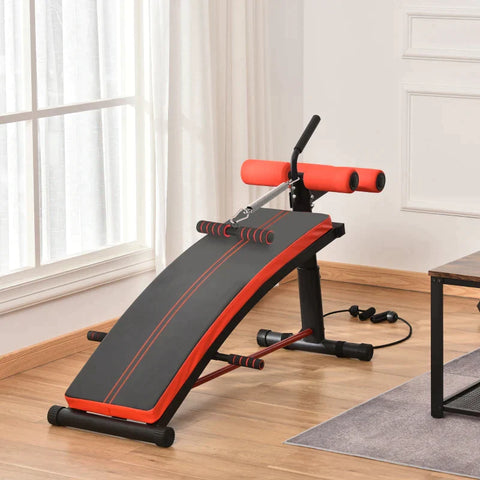 Rootz Sit-up Bench - Training Bench - Abdominal Trainer - Multifunction - Training Bands Fitness - Black - 139 X 58 X 71-81 Cm