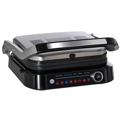 Rootz Electric Grill - Contact Grill - Table Grill - Aluminum/Stainless Steel/ABS - Silver/black - 38 x 33 x 20 cm