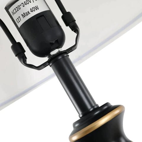 Rootz 3-piece Lamp Set - 2 Table Lamps - 1 Floor Lamp - Vintage - Living Room - Bedroom - Black+white