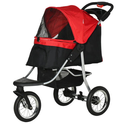 Rootz Pet Buggy - Dog Buggy - Cat Buggy - Pet Stroller - Foldable Dog Cat Buggy - Red/Black - 109.5 x 54.5 x 106.5 cm