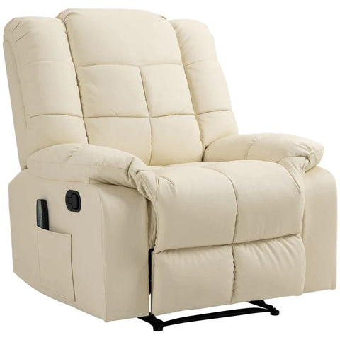 Rootz Massage Chair - Relaxation Chair - 8 Vibration Points - Reclining Function - Imitation Leather - Creamy White - 94 x 99 x 99 cm