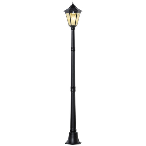 Rootz Garden Lamp Post Light - Solar Garden Lantern - Outdoor LED Solar Light - Outdoor Post Light - Aluminium - Tempered Glass - Black - 22 x 22 x 194 cm