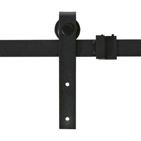Rootz Sliding Door Set - Sliding Door System - Running Rail - Wooden Sliding Door Accessories - Carbon Steel - Black - 200 x 0.6 x 18 cm