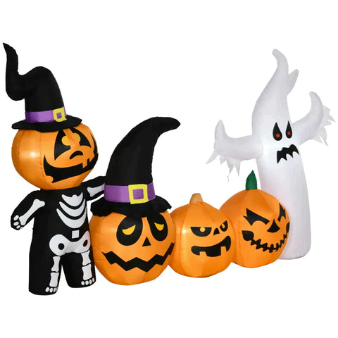 Rootz Ghost Family - Halloween Decoration - Inflatable Ghost Family - Herring - Bungee Cords - Blower - Orange - 2.55 x 0.40 x 1.30m
